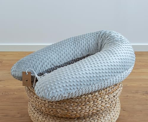 LOOLAY Schwangerschaftskissen - Stillkissen 170 cm - Seitenschläferkissen 100% Minky - mit Abnehmbarem Bezug - Ergonomisches Schwanger Kissen für Schlafen (Silver-Grau)