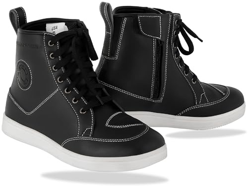 Vaster Moto Bottes de moto pour homme, respirantes, renforcées, légères, avec système de fermeture rapide ATOP, protection des chevilles, semelle antidérapante noire, Noir , 45 EU
