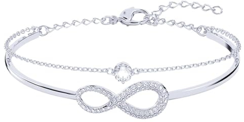 Hanaoops Armband für Damen Unendliche Liebe Symbol Armbänder 925 Sterling Silber/Rosegold Unendlichkeit Symbol Infinity Zirkonia Feine Armband Verstellbar Freundschaft Armkette Geschenk für Frauen