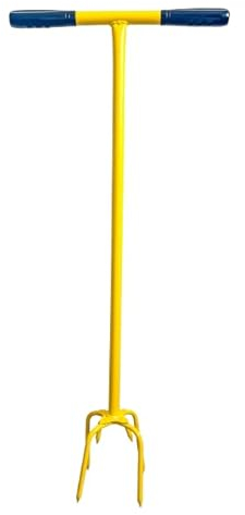Pince de jardin 6 dents Cultivateur Griffe de terre avec poignée en T désherbeur Scarificateur avec manche Outil de jardinage Longueur totale 88 cm