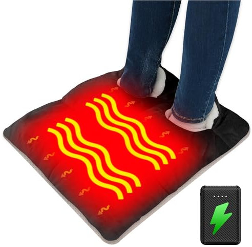 Foot Warmer Battery Operated - Foot Heating Pad for Under Desk and Bed, Men & Women Electric Heated Foot Warmers (Black)