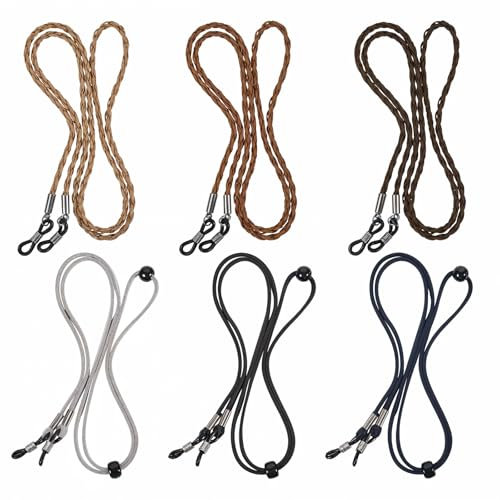Xthrotsenk 6 Stück Brillenband Herren, Brillenkette für Sonnenbrille Universal Brillenbänder Brillenkette Einstellbarer Brille Cord Stabile Brillenkette für Damen und Herren