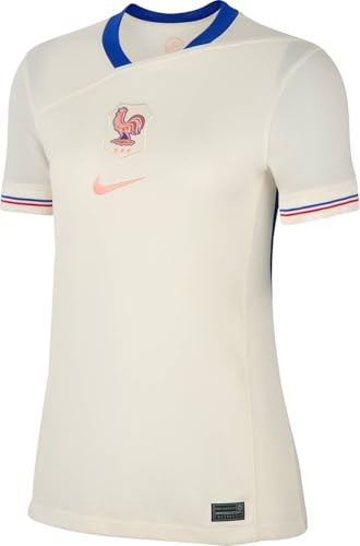 FFF 2025 Stadium Extérieur (Équipe Féminine) Maillot De Foot Replica Nike Dri-Fit pour Femme, Pale Ivory/Bright Blue/Lt Madder Root, FZ9129-110, M