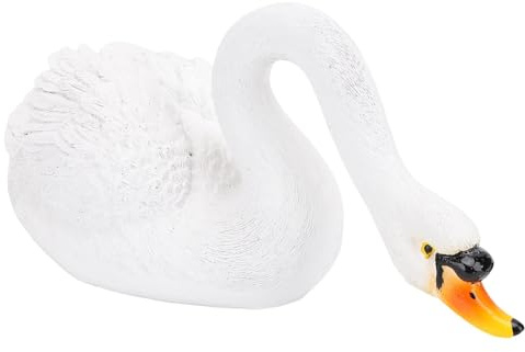 MENDUNER Decoration of Swan Figures Premium Pond Statue for Vivid Grass Elegant Outdoor Decoration Present for Weddings, Birthdays (White)