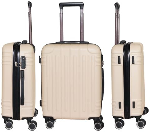 Genérico WSPack Maleta de Cabina 55x40x20 cm | Maleta de Mano ABS Rígida | con 4 Ruedas Dobles Giratorias 360° (Cream)