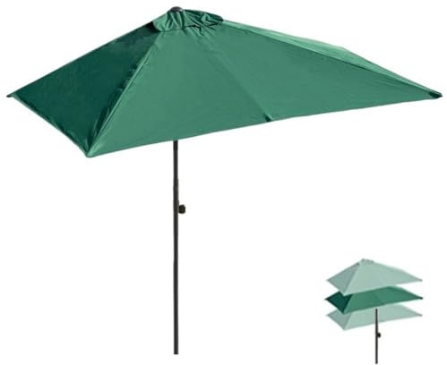 Height Adjustable Patio Umbrella 6.5ft 8ft 9ft - Rectangular Wall-Mounted Half Parasol for Garden Balcony Backyard - Ideal Sun Protection & Outdoor Shade Solution