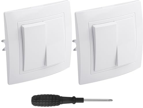 UYUYong 2 Pezzi Interruttore Seriale a Parete 2-Fach Interruttore di Serie Interruttores a Pulsante da Muro 10 A 250 V Interruttori Luce da Muro Moderni per Scale Corridoio Letto da Camera (Bianco)