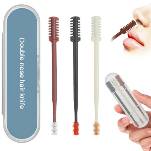 FROADB New 2026 Upgraded Staggered Blades Nose Hair Trimmer - Pain-Free & Efficient Nostril Hair Remover for Men and Women, Manual 360°Rotation with Soft Cleaning Brush (3-Pack