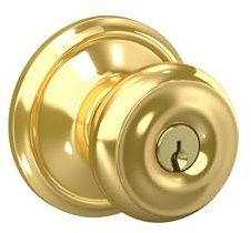 Schlage F51A GEO 605 Georgian Keyed Entry Knob, Bright Brass Lock Company