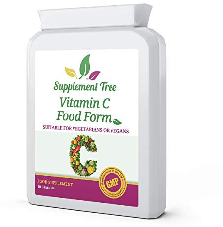 Vitamin C Food Form 60 Capsules | Natural Ingredients Acerola Cherry, Blackcurrant, Rosehip Extract, Parsley Leaf, Elderberry | Vegans & Vegetarians Friendly