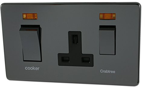 Screwless Black Nickel Cooker Switch with Socket - 7521-3BKN