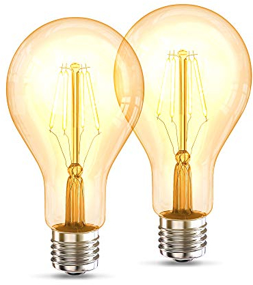 B.K.Licht 2er Set A75 Edison Vintage Bulb I E27 4W 2200K 320lm I Blanco cálido I Bombilla LED I Bombilla retro I Filamento