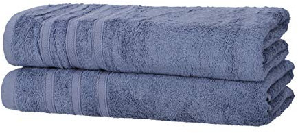 2er Duschtücher Rauchblau | 50% Bambus & 50% Baumwolle | ÖKO-TEX Standard Zertifiziert | Nachhaltige Premium Qualität 450 g/m²