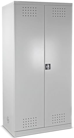 HEMMDAL Gefahrstoffschrank aus Stahlblech mit 4 Auffangwannen | HxBxT 192 x 92 x 58 cm | 40 kg Boden Tragkraft | Chemikalien- und Pflanzenschutzmittelschrank mit Sicherheitsverschluss | Made in EU