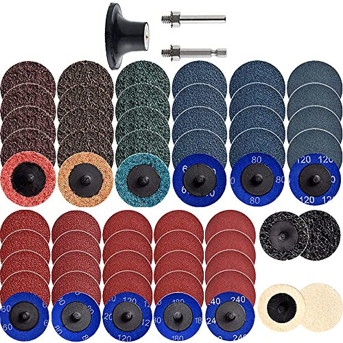 NYXCL 60Pcs Sanding Discs Set, 2 inch Quick Change Sanding Discs with 1/4 Holders, Die Grinder Surface Conditioning Burr Rust Paint Removal
