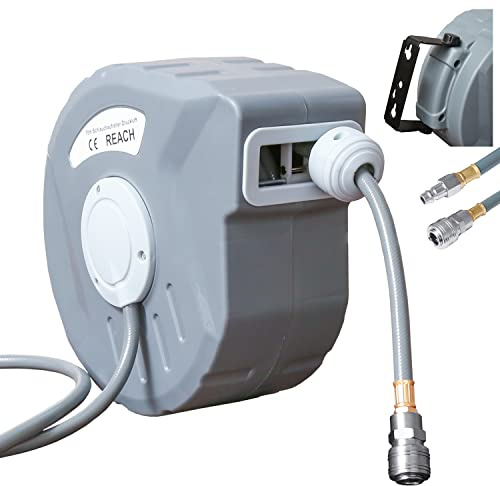 Izrielar Avvolgitubo automatico da 10 m, avvolgitubo con attacco da 1/4, avvolgimento automatico a 180°, manovrabile a parete