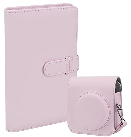 108 fickor mini fotoalbum med kamerafodral för Instax Mini 12 kamera (rosa)
