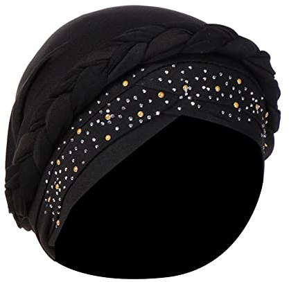 Zhiyao Turban Bonnet pour femme Bandeau d'été Hijab Chemo Bonnet Bandana Cheveux Musulman Respirant Protection solaire Chemo Cap Perte de cheveux Islamique 2023, Noir , M