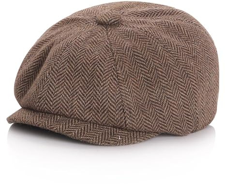 Golden Apple Unisex Parent-Child Beret Cap Tweed Flat Cap Octagonal Newsboy Gatsby Peaked Cap (UK, Alpha, S, M, Coffee)