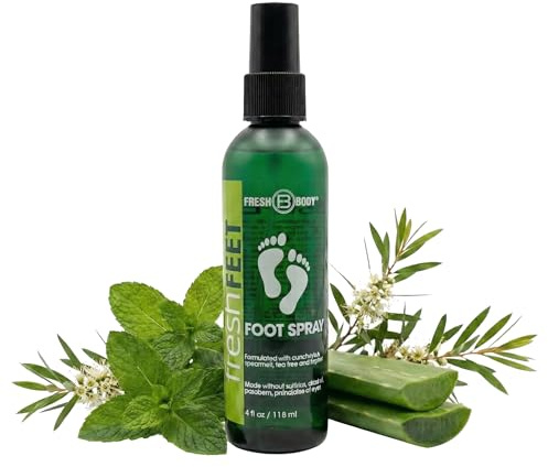 Fresh Feet Foot Spray for Smelly Feet, Boots & Shoe Odor, 4oz - Made without Parabens, Dyes, Sulfates or Alcohol by Fresh Body