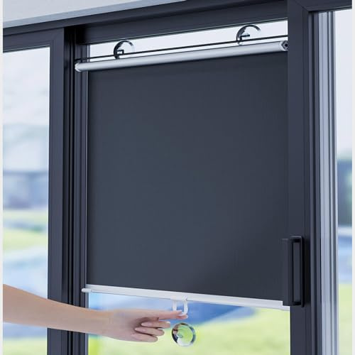 Indragbara rullgardiner med sugkoppar för solskydd för takfönster, integritetsgardiner för fönster, integritet, svart, 80 x 125 cm