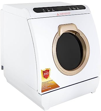 Bänkdiskmaskin, 900 W bärbar diskmaskin med 7 l/6,35 qt inbyggd vattentank, 5 program 6-håls övre spray plus 11-håls nedre spraysköljfunktion, mini diskmaskin för lägenhet sovsal