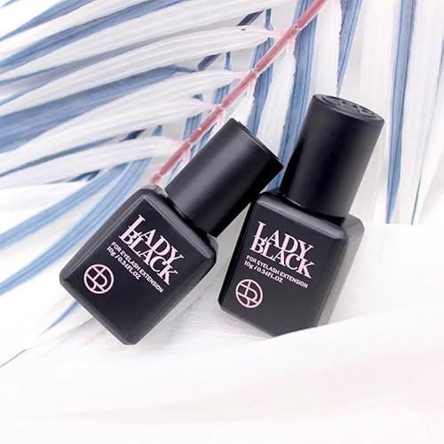 Colle à cils Lady Black pour extensions de cils - 10 ml - Temps de séchage : 2 à 3 secondes - Colle noire pour extensions de cils - 10 g - Corée