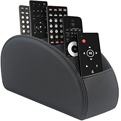 WAYIFON Remote Control Holder with 5 Pockets, Large Holder for TV, DVD, 4K Stick and Bluray Remote Controls, Remote Control Storage for Pens, M-Black