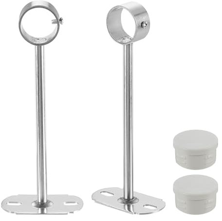 QUARKZMAN 4Pcs Supports de Tringle de Penderie de 200 mm, Support de Tringle Accessoire de Garde-Robe pour Vêtements pour Chambre à Coucher Salle de Bain, Argent