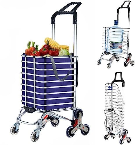 Heavy Duty 8 wheel Stair Climbing Hand Truck with 360° Rotating Handle Foldable Design and Cover Plate 51KG Load Capacity Ideal for Warehouse and Shopping Use
