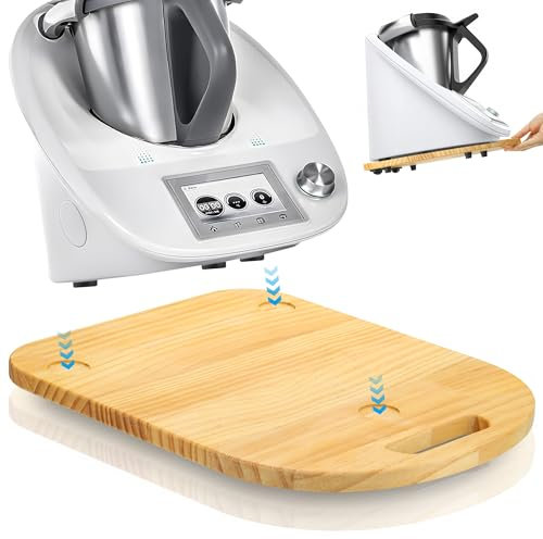 Kssvzz Tabla Deslizante para Thermomix TM6 / TM5 en Madera, Base de Soporte para Bimby con Asa y Ruedas, Accesorios para Thermomix Movible y Estable