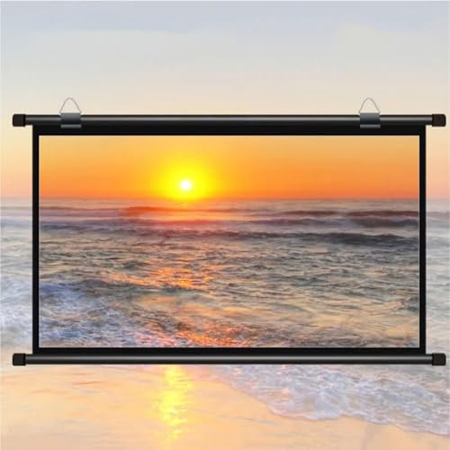 SXKJQER Schermo di Proiezione Portatile, Telo Proiettore con Montaggio A Parete O A Soffitto，Schermo per Proiettore Manuale HD 4:3, 16:9, per Video Proiettori, Uso Esterno A Casa Cinema(16:9,50)