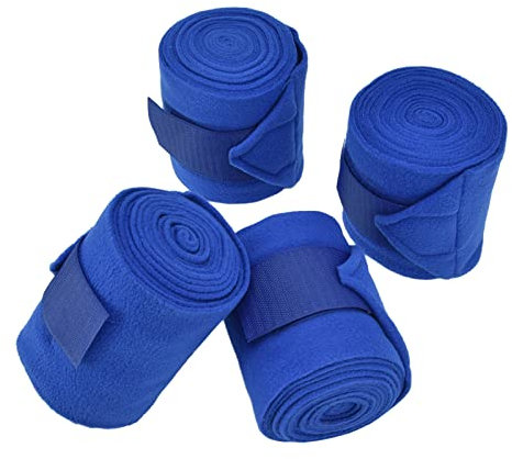 Akozon 4 Dicke Fleece-Beinbandagen für Pferde – Weiche, Unterstützende Pferdebeinbandagen mit Verschluss – Blaue Farbe – für Training und Schutz