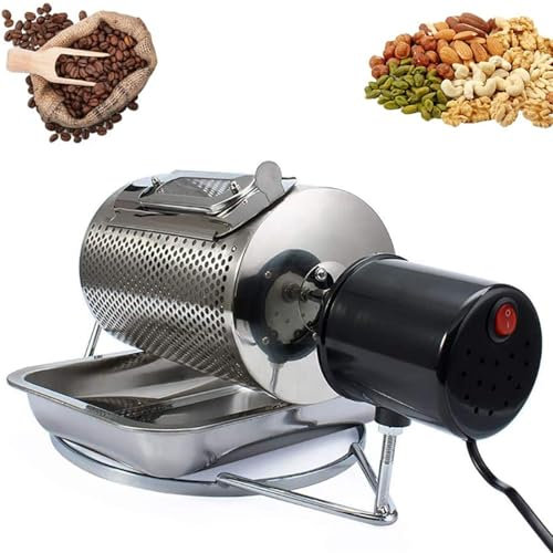 Tostatrice per chicchi di caffè, macchina per tostare il caffè a tamburo elettrico, macchina per la cottura domestica con finestra visibile e vassoio in acciaio inossidabile, cuoce 250 g alla volta