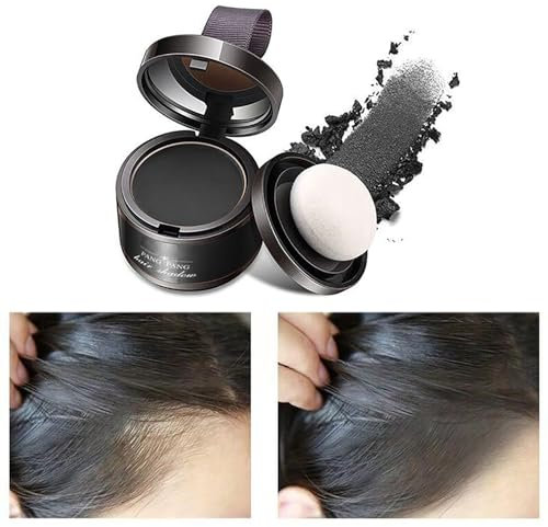 Polvere per Capelli, Hair Line Powder Impermeabile, Correttore per Attaccatura Capelli, Riempie Capelli Diradati, Adatto a Donne e Uomini, Anti-Sudore (4 g, Nero)