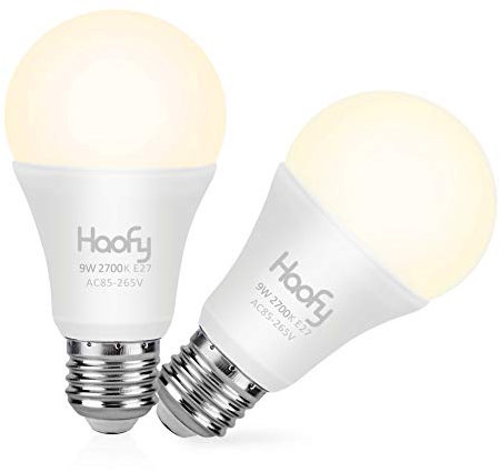 Marhynchus 9 Watts LED Dusk to Dawn Lam Lampadine E26 con Sensore di Luce, 800 Equivalenti a 80 W Incandescenti per Portico, Garage, 2 Pezzi, Risparmio Energetico, Efficienza Energetica,