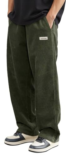 Générique Pantalon Velours Homme Côtelé Hiver Large Jogging Taille Élastique Baggy Y2K Sweatpants Chaud Pantalon de Survêtement Streetwear Grande Taille Classique
