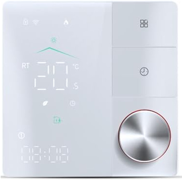 Aumotop Smart WiFi AC-Termostat för Hus Elektrisk Golvvärme Energisparande och Miljövänlig Digital Termostat för Hem med Fjärrkontroll Hem/kommersiell Användning Svart (Vit)