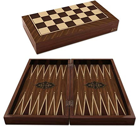 Staroyun Antik Valnöt Backgammon, 25 x 49 x 7,5 cm
