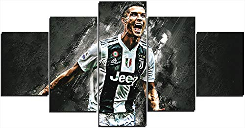 Gmoope Wandbild Leinwand Cristiano Ronaldo Juventus Fc Fußballspieler 5 Teilig Bilder Wohnzimmer Wohnung Deko 5 Stück Kunstdruck Modern Wandbilder XXL Format Wanddekoration Design Wand Bild