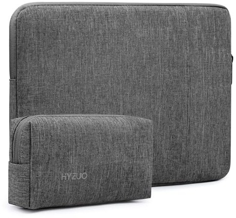 HYZUO 13,3-14 Pouces Housse Ordinateur Portable PC Serviette Sacoche Compatible avec MacBook Pro 14 M4/M3/M2/M1, MacBook Air/Pro 13,3, 13,5/13,8 Surface Book/Laptop, 13,3 HP Dell Lenovo, Gris foncé