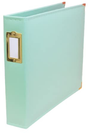 Hantverkare - Fotoalbum i ekoläder med turkosa kepsar, 3 ringar och 5 fodral som mäter 30,5 x 30,5 cm (12 x 12 tum) | anpassningsbar, perfekt för fotografier, layouter och projektlivskompositioner