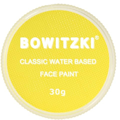 Bowitzki 30g professionelle Gesichtsfarbe, Körperfarbe, Wasserbasis, Gesichtsmalerei, Make-up, sicher für Kinder und Erwachsene, einfarbig, Halloween, Weihnachten, Party (Gelb)