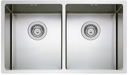EVHOC Lavello Cucina Sottotop 2 Vasche 74,5 x 44 cm, Lavandino Doppia Vasca in Acciaio Inox Vasca Unica con Finitura Satinata, Piletta Inclusa, Made in Italy, LUMIUM XL