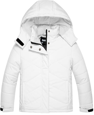 Skieer Girls' Waterproof Ski Jackets Outdoor Winter Coat Windproof Snowboarding Raincoats(White,14-16)
