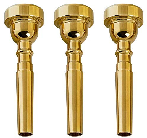 Peukerty trumpetmunsduk 7C 5C 3C trumpetmunstycken set musikinstrument tillbehör (3-pack) gyllene