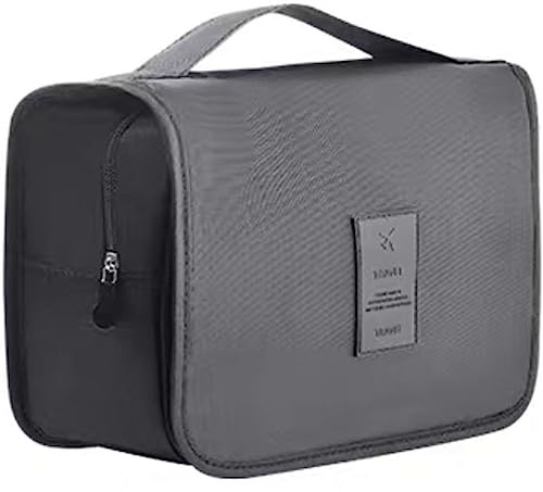 Travel Toiletry Bag, Hanging Toiletries Wash Bag Makeup Cosmetic Organizer Bags for Women Girls Kids Waterproof Foldable (Grey)