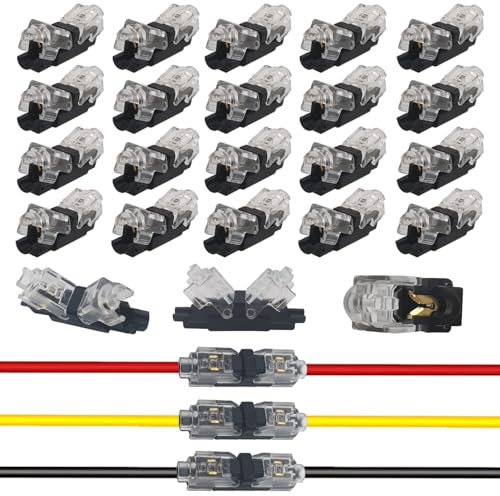 CTRICALVER Connecteur en H 1 broche, 20 pièces, Connecteur solide sans soudure, Convient aux connexions de fils 18-22 AWG