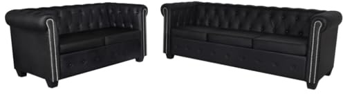 Générique Canapé Chesterfield à 2 Places et à 3 Places Noir,Meubles,Canapés,91.3 kg,Noir,272249