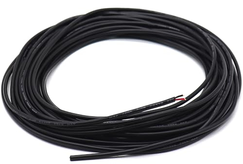GOIYZTTR 10 Meter Schwarz Runden Zweileiterkabel 24AWG 2 Adriges PVC Flexible Kabel Durchmesser 3MM Geeignet für Einbau von Geräten mit Geringem Stromverbrauch